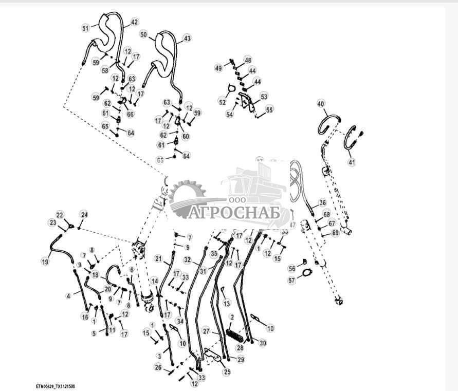 Гидравлическая система телескопической рукояти и вспомогательного оборудования, верхняя секция ( 
